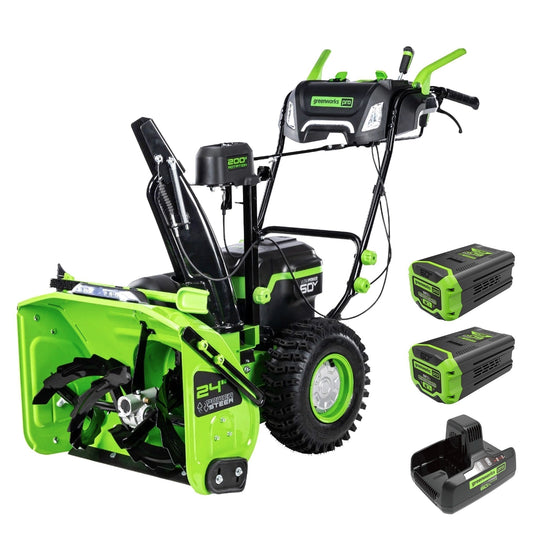 60V 24" Cordless Battery Two-Stage Snow Blower w/ Two (2) 8.0 Ah Batteries & Dual-Port Charger - ZEROTURNN