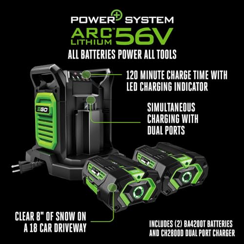 EGO Power+ SNT2405 56-Volt 24 in. Self-Propelled 2-Stage Snow Blower with Peak Power™ - (2) 7.5Ah Batteries and Dual Port Charger Included - ZEROTURNN
