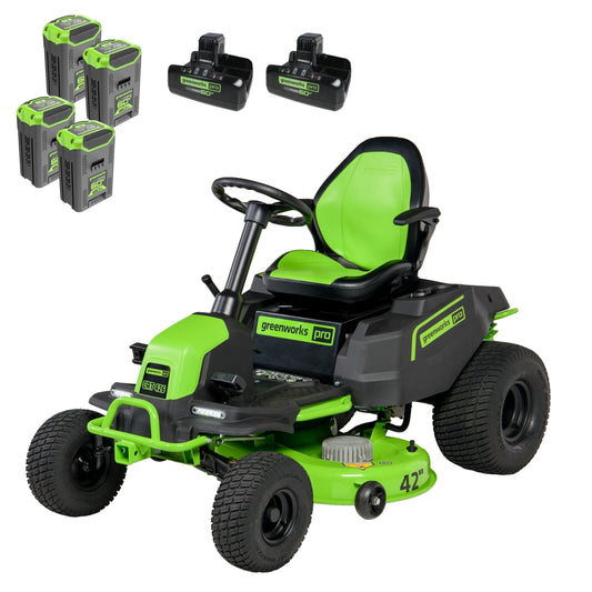 60V 42" Cordless Battery CrossoverT Riding Lawn Mower w/ Four (4) 8.0Ah Batteries and Two (2) Dual Port Turbo Chargers - ZEROTURNN